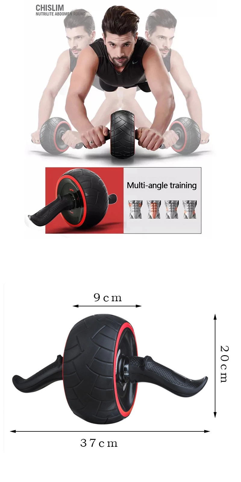Abdominal Wheel Automatic Rebound Men Abdominal Muscle Exerciser with Handle
